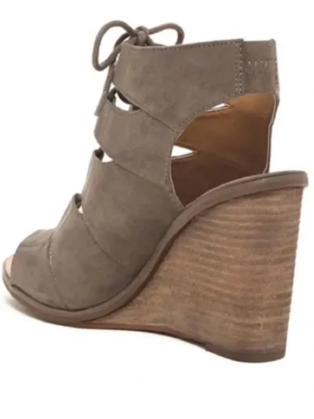 Melrose & Market taupe wedge lace-up sandal 10